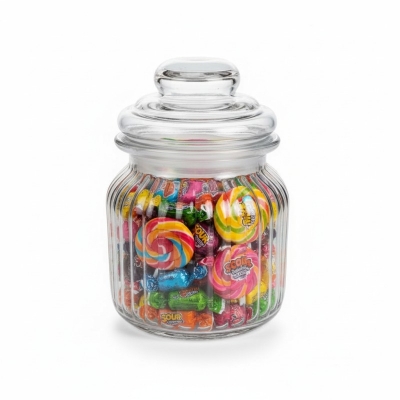 Picture of Multi-Purpose Fluted Glass Food Container 1 pcs-Multicolor