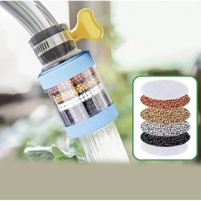 Picture of 6 Layer Water Filter Faucet Water Purifier Nozzle Coconut Charcoal Medical Stone Kitchen Accessories Home Water Filter - 1pcs-Multicolor