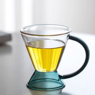 Picture of 1Pc Amber Borosilicate Glass Mug, Heat Resistant Tea Cup, Modern Design green blue-Multicolor