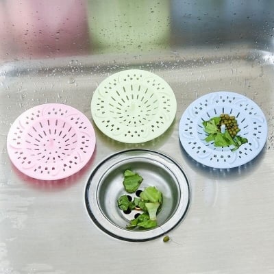 Picture of Anti-Clogging Silicone Drain Filter, Kitchen Sink and Bathroom Shower Drain Hair Catcher, Flexible Plastic Debris Strainer, Sewer Filter Net, Multi-Color Flower Shaped Basin Basket for Maintaining Clean Drainage Pipes, Essential Household Accessory.-Multicolor