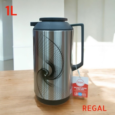 Picture of Regal 1L Flask - Premium Glass Refill, Leak-Proof Design, Double Wall Insulation, Eco-Friendly, Stylish & Portable with Durable Handle for Hot & Cold Drinks, Multiple Color Options-Multicolor