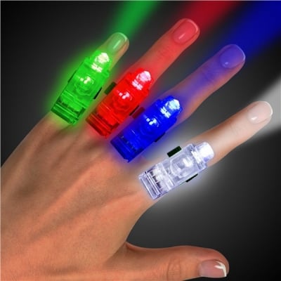 Picture of 4Pcs LED Party Finger Lights, Finger Ring Toys for Boys Girls Men Women Party Favor Halloween Raves Concert Shows Party Supplies Decorations LED Finger Flashlight Light Up-Multicolor