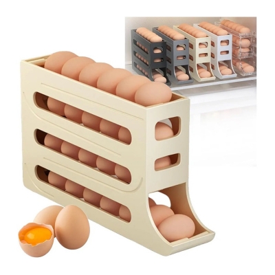 Picture of Four-Layer Egg Storage Rack, Gravity Fed Egg Holder, Refrigerator Egg Storage Box, 4 Tier Rolling Egg Holder Dispenser, Auto Rolling Egg Holder for Fridge, Space Saving Egg Tray-Multicolor