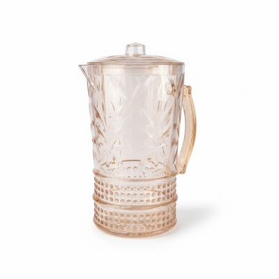 Picture of Durable Classic Crystal-Look 2L Plastic Water Jug with Lid | Premium BPA-Free Amber Beverage Pitcher for Kitchen Dining & Outdoor Entertaining | Stylish Hobnail Starburst Pattern Acrylic Design-Multicolor