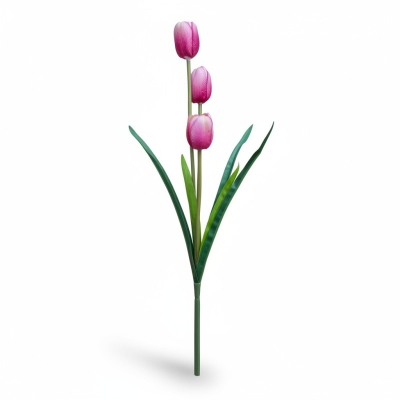 Picture of Real touch artificial pink tulip spray with 3 heads for elegant home office decor, lifelike faux silk flowers arrangement, decorative spring floral stems for wedding bouquets, durable plastic greenery vase filler.-Multicolor