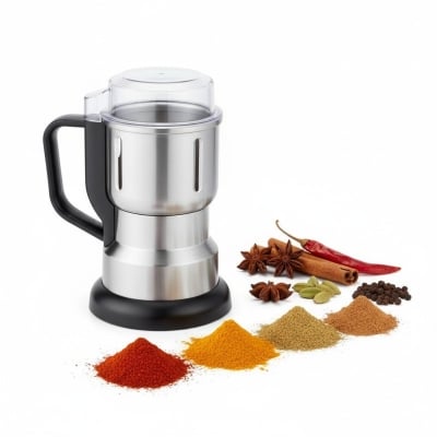 Picture of Prestige Food Multi Function Blender Grinder: Powerful 1500 Watt Stainless Steel Electric Coffee Bean Grinder Machine for Spices, Nuts, Grains, and Herbs | Compact Kitchen Appliance with Safety Lock and-Silver