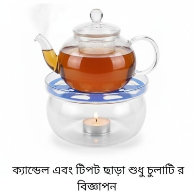 Picture of Premium Borosilicate Glass Teapot Warmer with Stylish Blue Aluminum Alloy Heating Plate for Keeping Your Favorite Tea Coffee and Milk Warm at Home or Office Perfectly Every Single Day and Night.-Multicolor