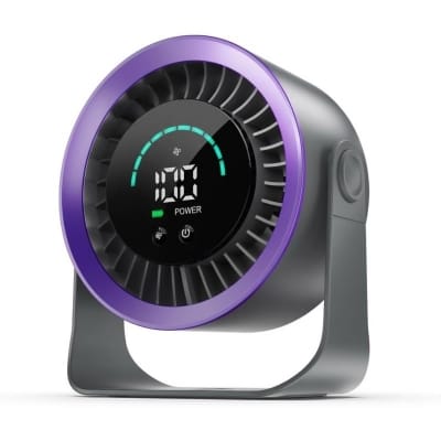 Picture of Desk Fan with LED Digital Display, USB Rechargeable Quiet Desktop Fan, Touch Control Portable Mini Table Fan with 5 Speed Modes, 360°Adjustable Tilt for Bedroom, Office & Home-Multicolor