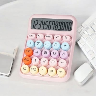 Picture of Cute & Quirky Aesthetic Calculator with 12-Digit Display, Large Buttons & Pastel Color Design for Office & Students-Multicolor