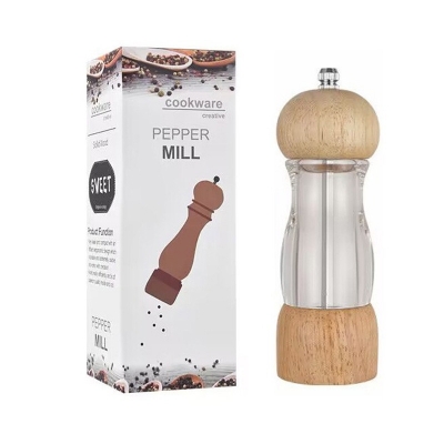 Picture of 1pcs Pepper Mill Salt and Pepper Mill Wood Adjustable with Ceramic Spice Mill Classic Pepper Mill Suitable for Pepper, Sea Salt and Spice-Multicolor