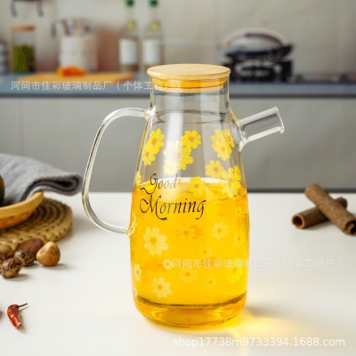 Picture of 1pcs 900 MI printed Olive Oil Dispenser Bottle, Glass Oil Bottle without Drip, Oil Container for Vegetable Olive Oil, High Borosilicate Glass Oil Dispenser-Multicolor