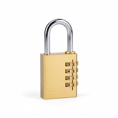 Picture of Secure Your Valuables with the TIMco CP38 38mm 4-Digit Combination Padlock - Resettable, Solid Brass Body, Hardened Steel Shackle, Weatherproof, Keyless Security Lock for Gym Lockers, Travel Luggage, Toolboxes, Gates, Sheds, and Storage Lockers-Multicolor