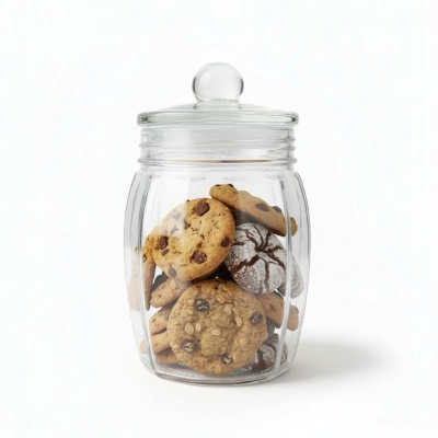 Picture of 900ml Clear Glass Storage Jar with Airtight Lid for Kitchen Pantry Organization | Food-Grade, Lead-Free, Reusable Container for Dry Goods, Spices, and Snacks | Durable & Eco-Friendly Kitchen Canister Solution.-Multicolor