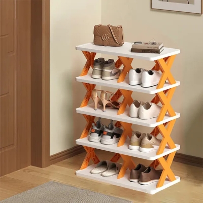 Picture of Double Sided 5 Layer Shoe Rack 5 layer 10 compartment big size shoe rack multiple color-Multicolor