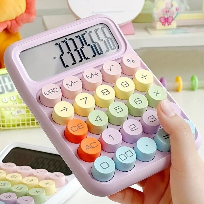 Picture of Cute & Quirky Aesthetic Calculator with 12-Digit Display, Large Buttons & Pastel Color Design for Office & Students-Multicolor