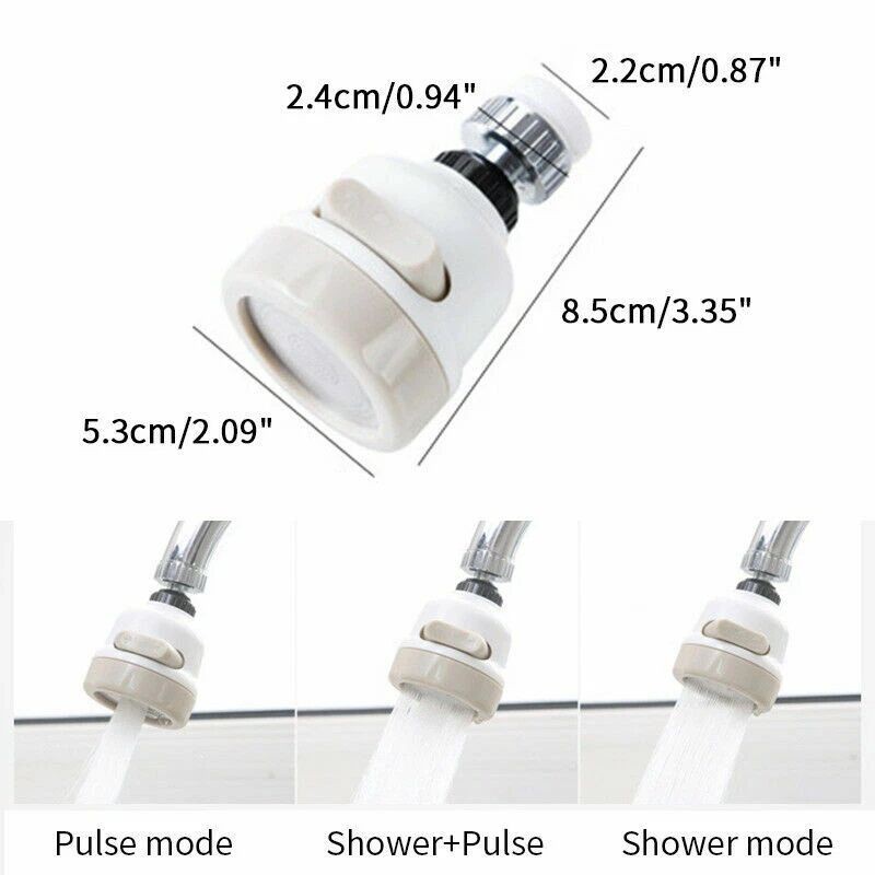Picture of Moveable 360° Rotatable Kitchen Faucet Tap Head Sprayer – Water Saving, Dual Mode Filter Nozzle, Stainless Steel Design, Splash-Proof Extension for Easy Dishwashing and Sink Cleaning, Durable ABS Home Accessory-white