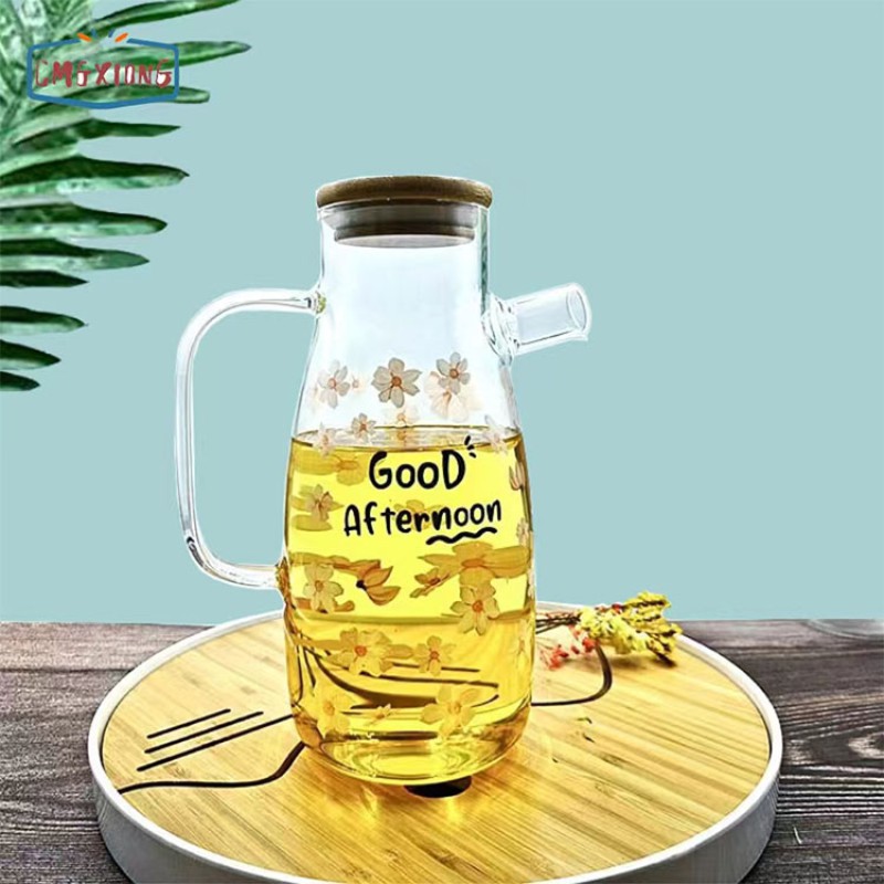 Picture of 1pcs 900 MI Olive Oil Dispenser Bottle, Glass Oil Bottle without Drip, Oil Container for Vegetable Olive Oil, High Borosilicate Glass Oil Dispenser-Multicolor