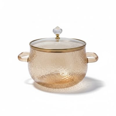 Picture of Premium Amber Borosilicate Glass Cooking Pot with Lid, Heat-Resistant Stovetop Saucepan, Versatile Clear Cookware for Soups, Noodles, Milk, & Baby Food, Non-Toxic & Easy-to-Clean Kitchen Essential-Multicolor