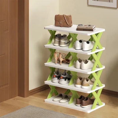 Picture of Double Sided 5 Layer Shoe Rack 5 layer 10 compartment big size shoe rack multiple color-Multicolor