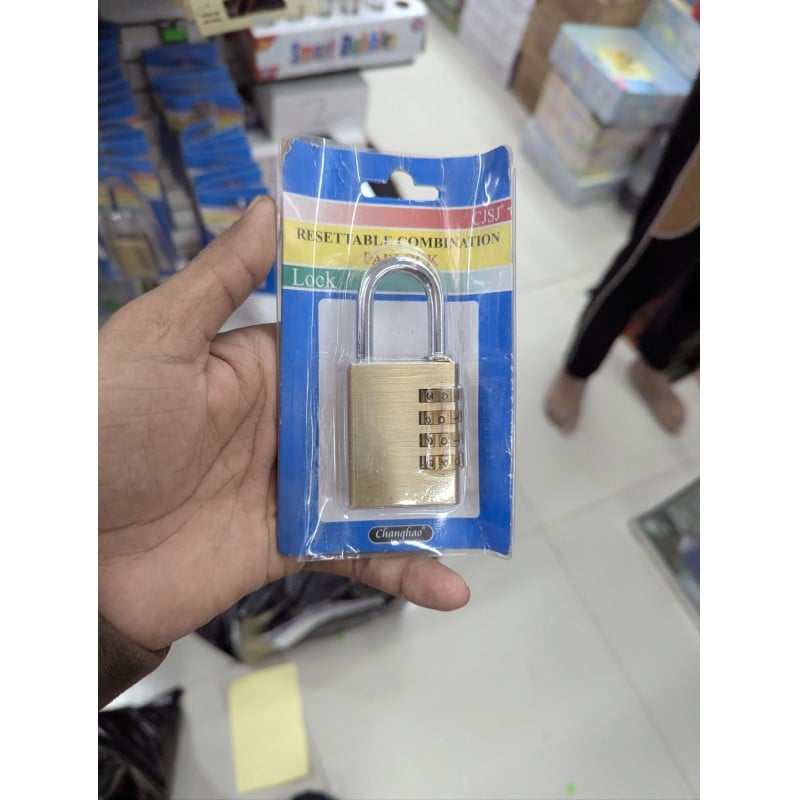 Picture of Secure Your Valuables with the TIMco CP38 38mm 4-Digit Combination Padlock - Resettable, Solid Brass Body, Hardened Steel Shackle, Weatherproof, Keyless Security Lock for Gym Lockers, Travel Luggage, Toolboxes, Gates, Sheds, and Storage Lockers-Multicolor