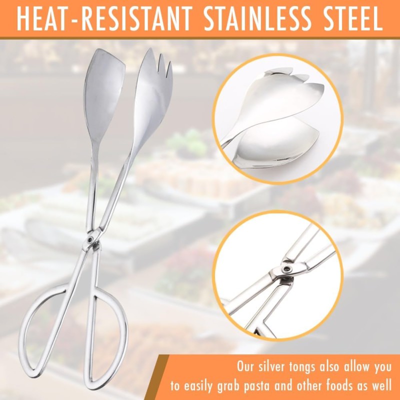 Picture of Stainless Steel , 10 Inch Serving with Comfortable Grip, Anti Rust and Corrosion Dishwasher Safe Fork for Home Kitchen Party Buffet Catering with Food Recipe Ebook-Silver