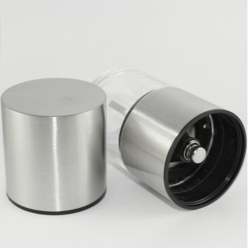 Picture of 1pcs Glaceon Salt and Pepper Grinder,Stainless Steel Push Button Grinder Modern Design Thumb Grinder, for Black Pepper,Portable Handy Pepper Mill for Travel, Breakfast, BBQ-Multicolor