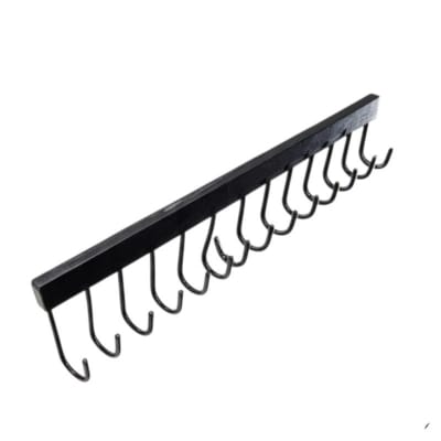 Picture of Premium Black Wall Mounted Kitchen Utensil Rack Hanger with 14 Hooks | Heavy-Duty Storage Rail Organizer for Spatulas, Spoons, Pans, & Mugs | Space-Saving Accessories for Modern Kitchens-Black