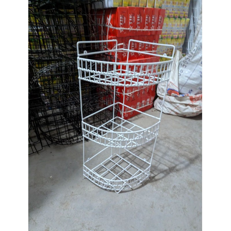 Picture of Premium 3-Tier White Metal Wire Corner Spice Rack Organizer | Space-Saving Countertop & Cabinet Storage Solution for Kitchen, Pantry, & Bathroom Essentials | Durable, Rust-Resistant Design-Multicolor