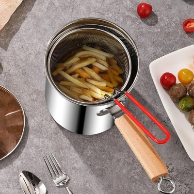 Picture of 2 in 1 deep frying pot for Kitchenware - Deep Fryer, Portable Stock Pot | Multipurpose Cooking Pot, Multifunctional Frying Pan with Strainer Basket, Deep Fryer Set, Drip Drainer-Multicolor