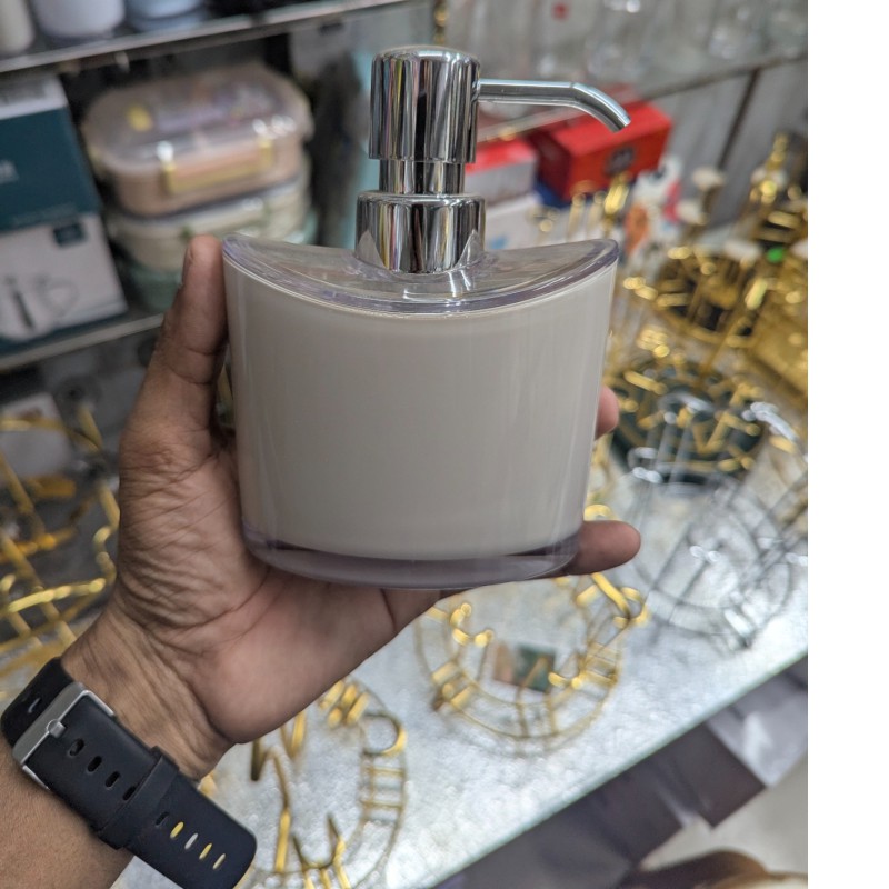 Picture of Premium multicolor manual soap dispenser made from durable acrylonitrile styrene plastic featuring a sleek chrome-finished pump and freestanding square design perfect for enhancing your modern bathroom vanity or kitchen sink countertop decor.-Multicolor
