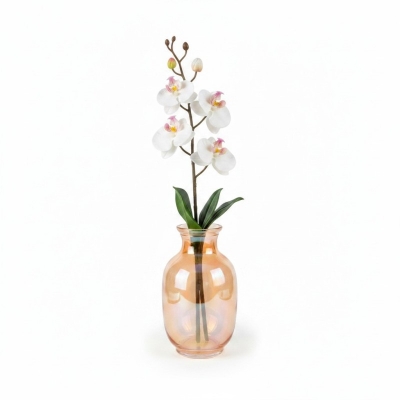 Picture of Elegant EGLO Kenyasi Glass Vase in Rose Pink with Iridescent Luster finish, perfect for home decor centerpieces, modern living room accents, artificial flower arrangements, and sophisticated luxury gifting for housewarming parties.-Multicolor