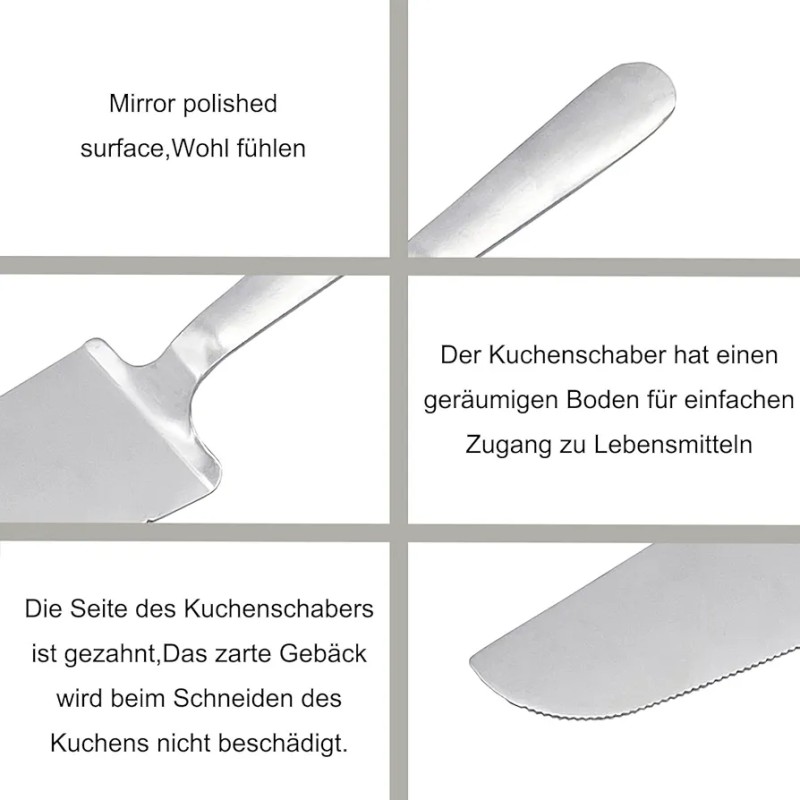 Picture of Stainless Steel Cake Server,  Serrated Edge, for Cakes, Steaks, Breads, Pizzas, 1 pcs silver color-Silver