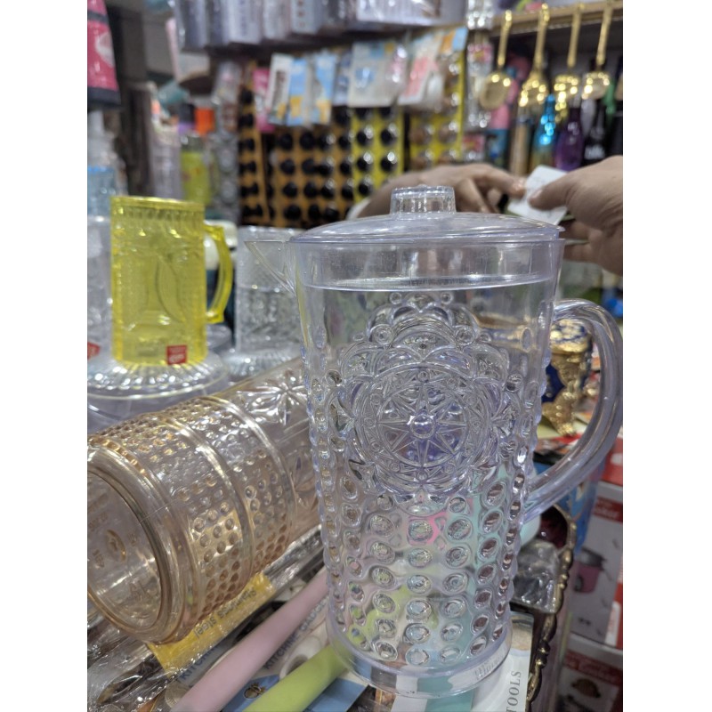 Picture of Durable Embossed Acrylic Pitcher with Lid-Multicolor