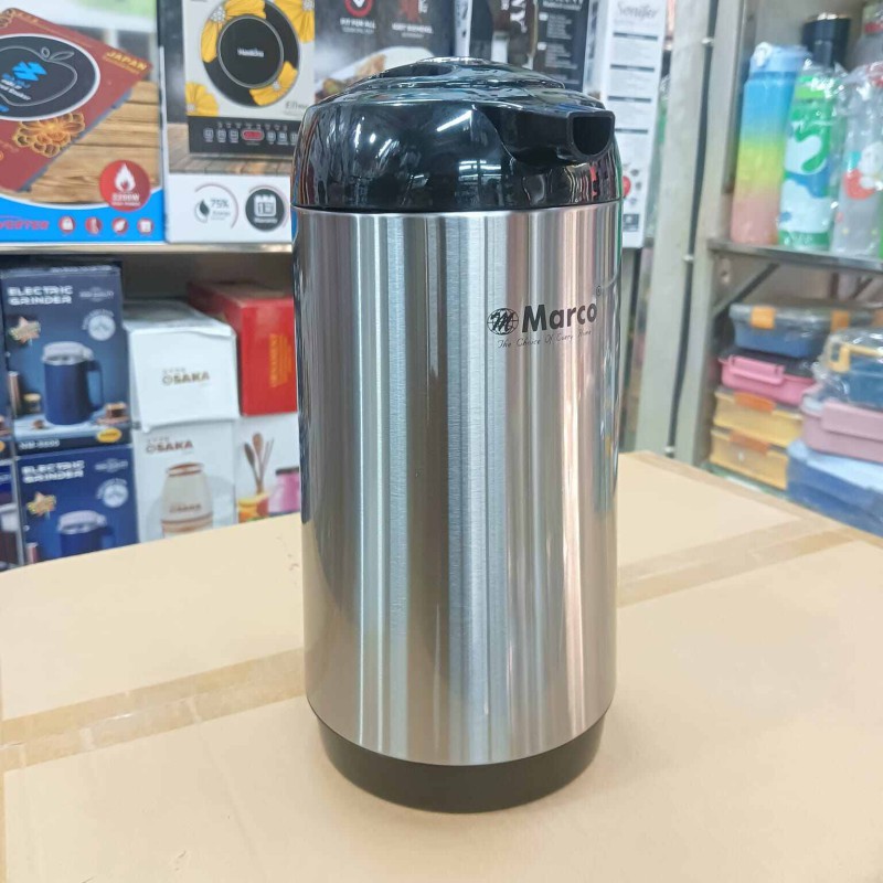 Picture of Regal 1L Flask - Double Wall Insulation, Leak-Proof Design, Stylish Silver Body, Glass Refill for Purity, Eco-Friendly Materials, Keeps Hot/Cold Drinks for 12-24 Hours, Convenient Plastic Handle-Multicolor