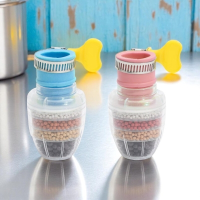Picture of 2pcs Kitchen Water Filter – 6-Layer Faucet Tap Purifier with Coconut Charcoal, Medical Stone, Activated Carbon – Faucet-Mounted Design – PS+PVC Material – Multi Color – Countertop Water Purifier System-Multicolor