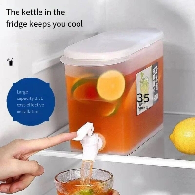 Picture of 3.5L Large Capacity Cold Water Pitcher Cold Kettle with Faucet In Refrigerator Iced-White