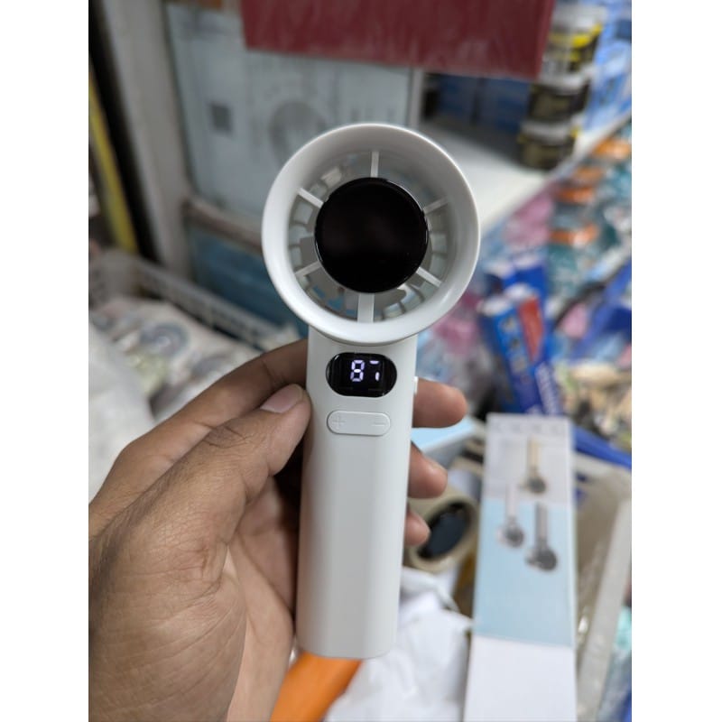 Picture of High Speed Handheld Fan with Long Lasting Rechargeable Battery and Digital Power Display Screen Portable Mini Cooling Solution for Outdoor Travel Summer Activities Office Home Use Personal USB Turbo Fan Bangladesh.-Multicolor