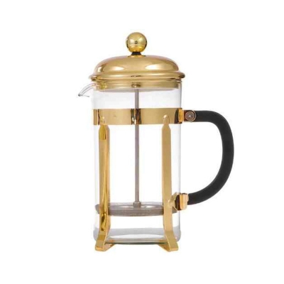 Picture of 600 ml French Press Coffee Maker, Glass Classic Copper Coffee Press, Cold Brew Heat Resistant Thickened Borosilicate Coffee Pot-Multicolor