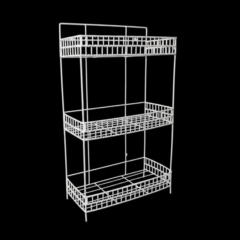 Picture of Buy 3 Tier Kitchen Spice Rack and Multipurpose Countertop Storage Organizer with White Powder Coated Finish for Organizing Spice Jars Bottles and Condiments in Small Kitchen Spaces Effectively for Home Use.-White