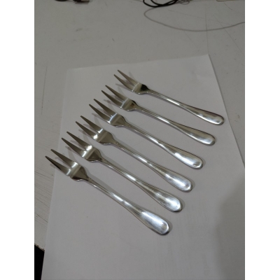 Picture of Premium Stainless Steel Two Prong Fruit Dessert Forks Set - Elegant Bistro Cocktail Appetizer Tasting Cutlery For Home Party Catering-Silver