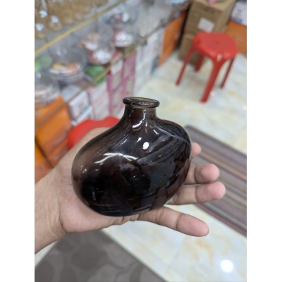 Picture of Authentic Hand-Blown Amber Glass Demijohn Bottle Vintage French Country Style Decorative Wine Vessel and Collectible Antique Glass Vase Perfect for Rustic Farmhouse Home Decor and Unique Interior Design Statement Piece for Enthusiasts.-Multicolor