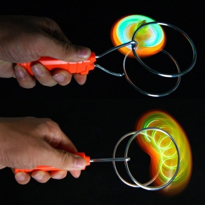 Picture of multiple color light  Gyro Wheel Light-Up Yoyo Rail Twirler Rainbow Spinning Toy-Multicolor