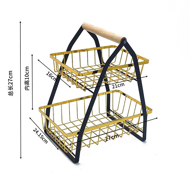 Picture of 1 pcs 2-Tier Countertop Fruit Basket Storage, Vegetable Rack Bread Display Stand for Kitchen-Multicolor