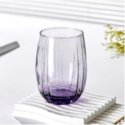 Picture of 380ML Purple Glass Cup Set - Dishwasher Safe, Lightweight Soda Lime Glass, Classic Round Shape, 6 Pcs, Ideal for Daily Use, Elegant and Durable Drinkware for Home or Office.-Multicolor