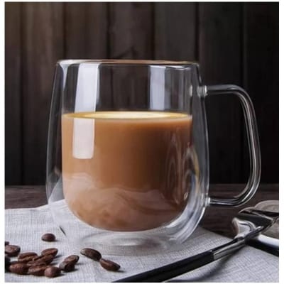 Picture of 1 pcs large size Double Glass Nescave Mug - Double Tier Mug for Nescave and Various Beverages-White