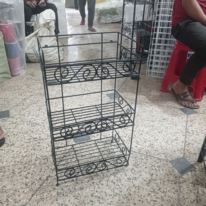 Picture of 3Tier Metal kitchen rack Indoor, kitchen tools Stand spice jar Rack Indoor Shelf Iron materials ,Multifunction kitchen Rack, Plant Shelves Indoor Plant Holder Plants Patio Balcony Decor etc, size 14*9*25 inch-Black