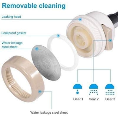 Picture of Moveable Kitchen Tap Head 360° Adjustable Spray Nozzle with Water Saving Filter, Internal Thread Connector Swivel Bubbler, White ABS Stainless Steel, Easy Installation for Bathroom and Sink Faucet Use.-white