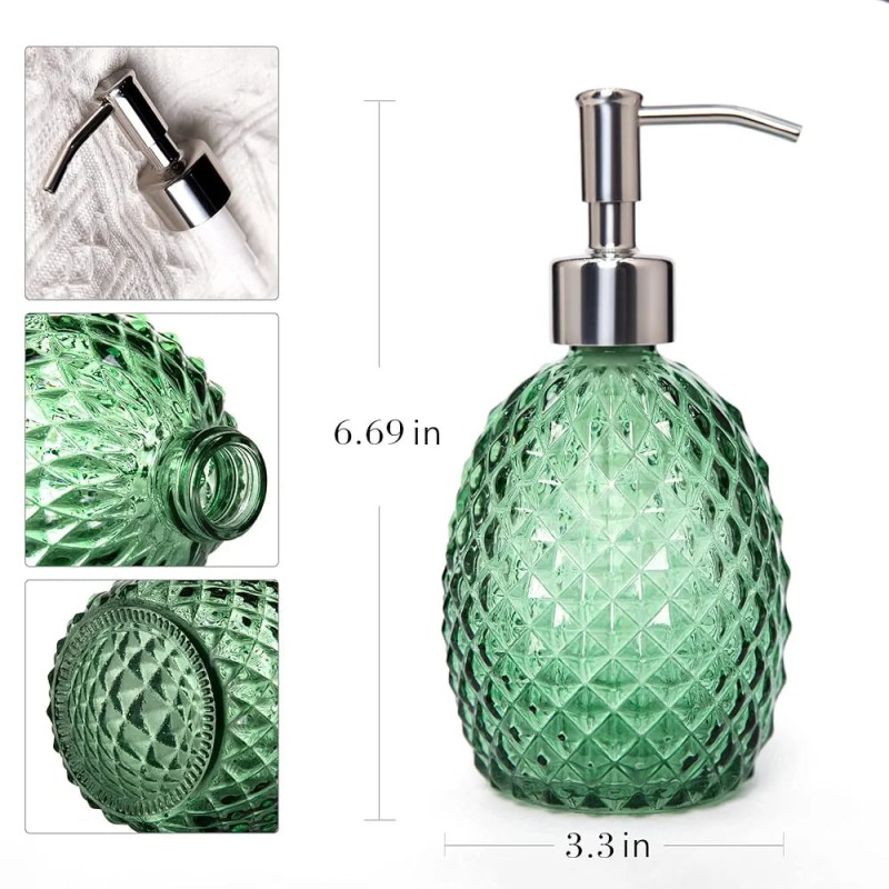 Picture of Glass Soap Dispenser with Pump, 350 ml Clear Dish Soap/Hand Soap/Laundry Soap/Lotion Dispenser, Refillable Liquid Dispenser for Bathroom Kitchen Shower-Multicolor