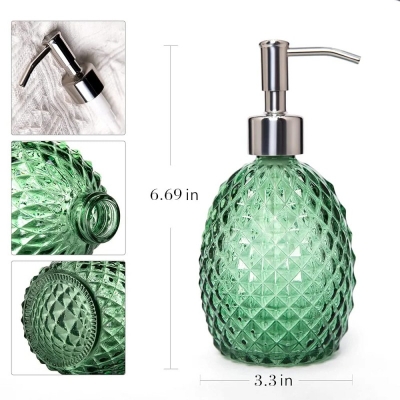 Picture of Glass Soap Dispenser with Pump, 350 ml Clear Dish Soap/Hand Soap/Laundry Soap/Lotion Dispenser, Refillable Liquid Dispenser for Bathroom Kitchen Shower-Multicolor