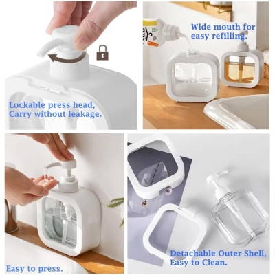 Picture of 300 ml Square Plastic Refillable Liquid Soap Dispense purple-Purple